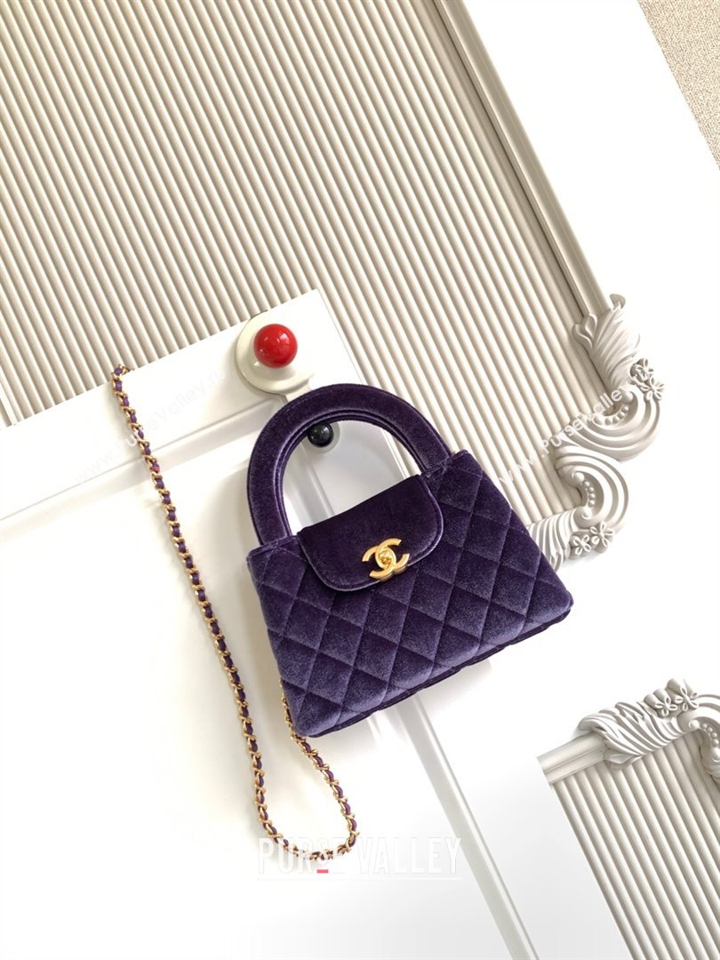 Chanel Velvet Mini Kelly Shopping Bag AS4416 Purple 2025 1010 (yezi-251010106)