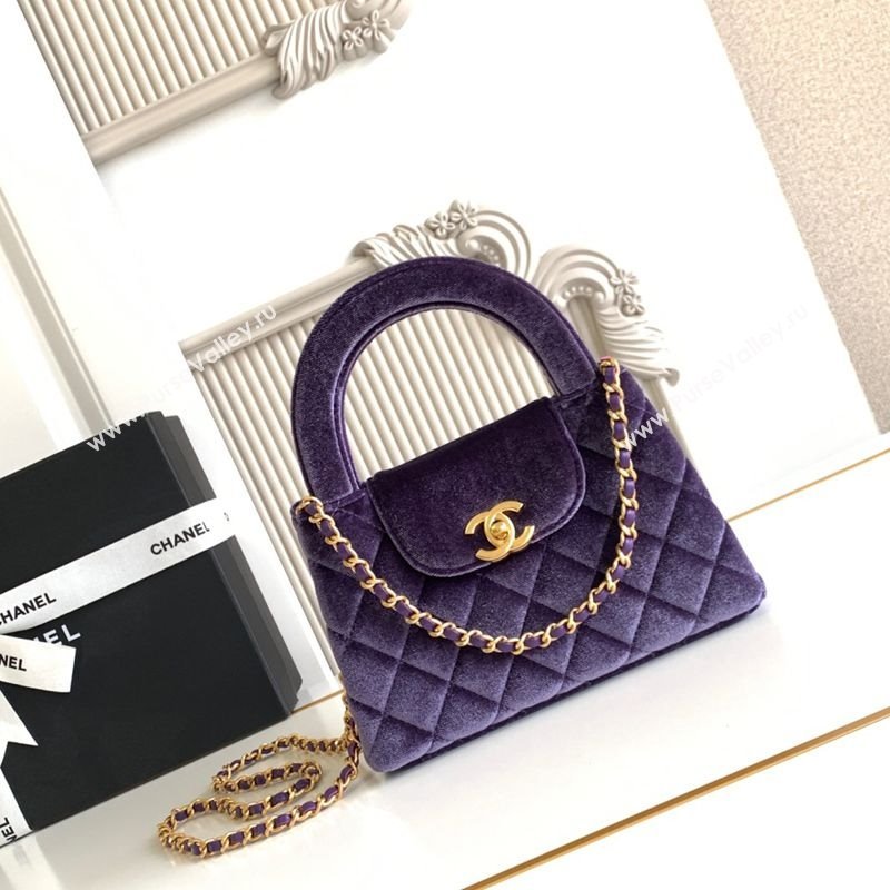 Chanel Velvet Mini Kelly Shopping Bag AS4416 Purple 2025 1010 (yezi-251010106)