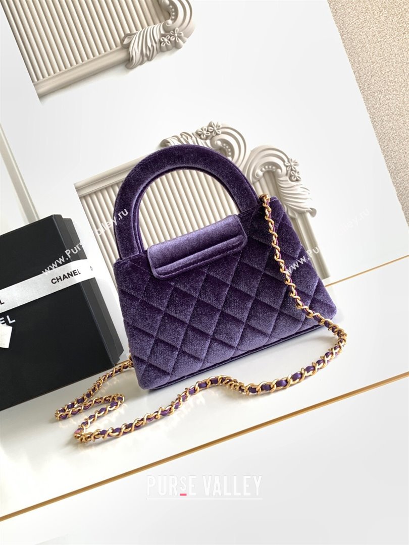 Chanel Velvet Mini Kelly Shopping Bag AS4416 Purple 2025 1010 (yezi-251010106)