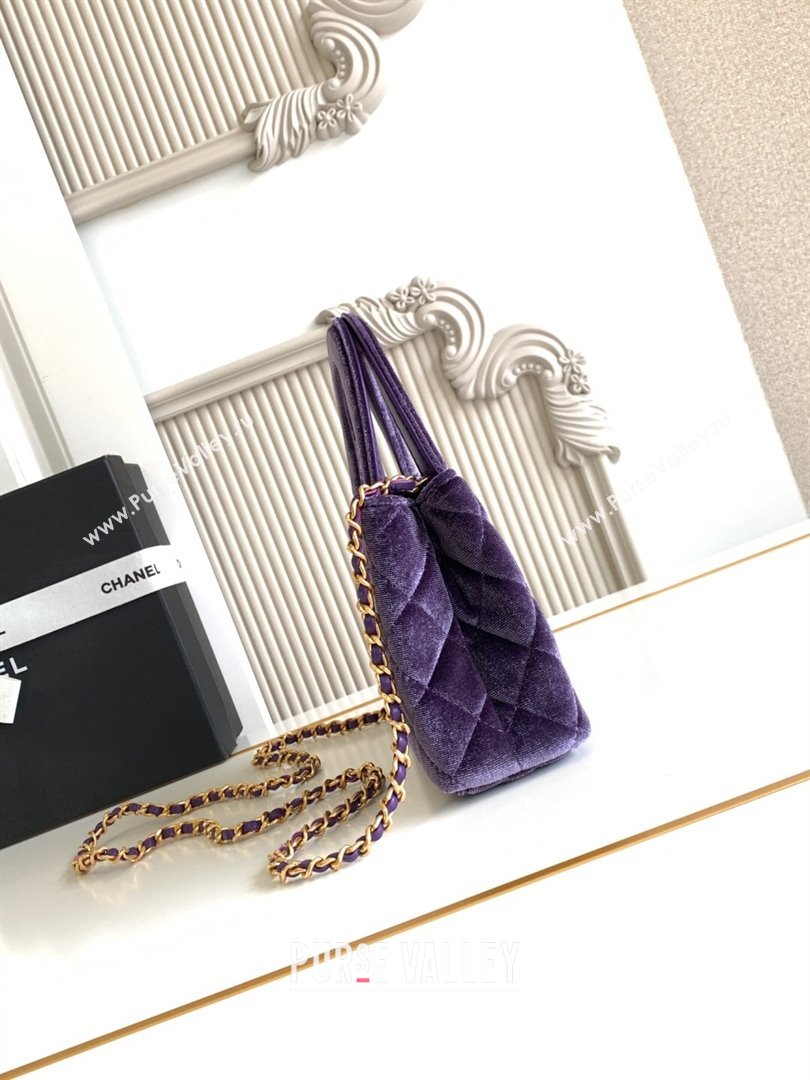 Chanel Velvet Mini Kelly Shopping Bag AS4416 Purple 2025 1010 (yezi-251010106)