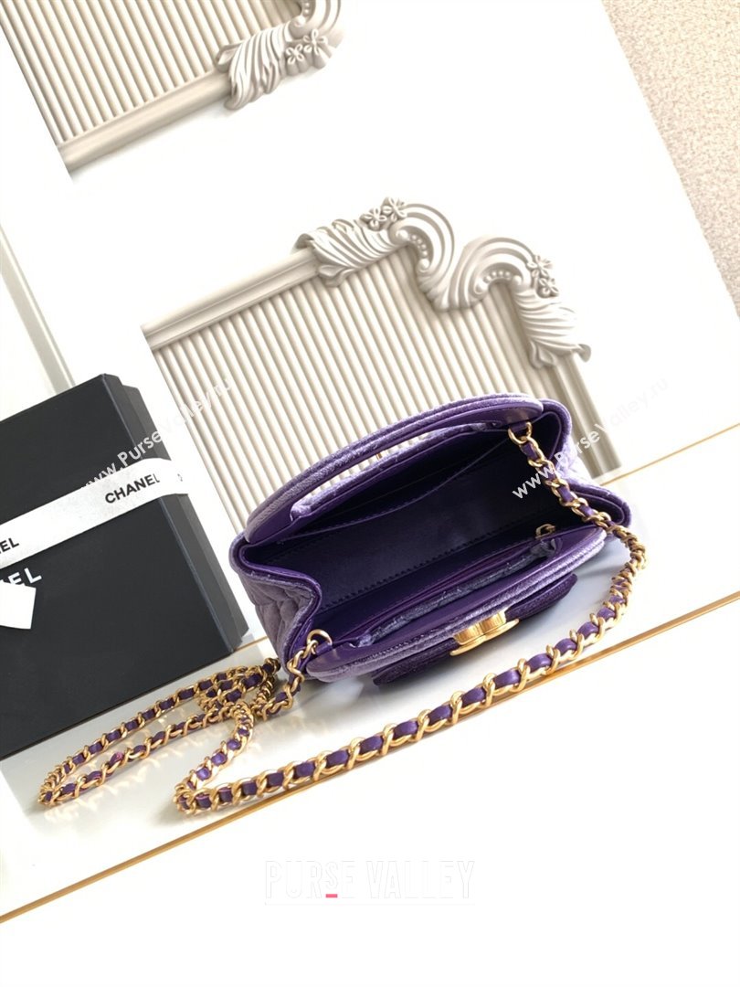 Chanel Velvet Mini Kelly Shopping Bag AS4416 Purple 2025 1010 (yezi-251010106)