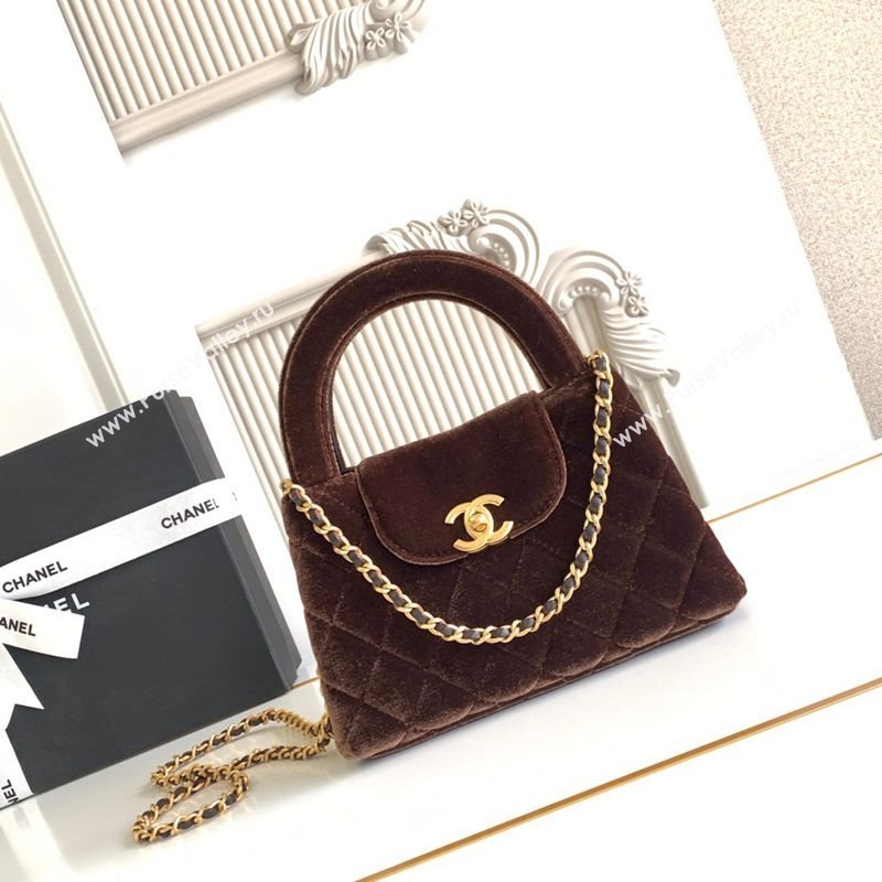 Chanel Velvet Mini Kelly Shopping Bag AS4416 Dark Brown 2025 1010 (yezi-251010104)