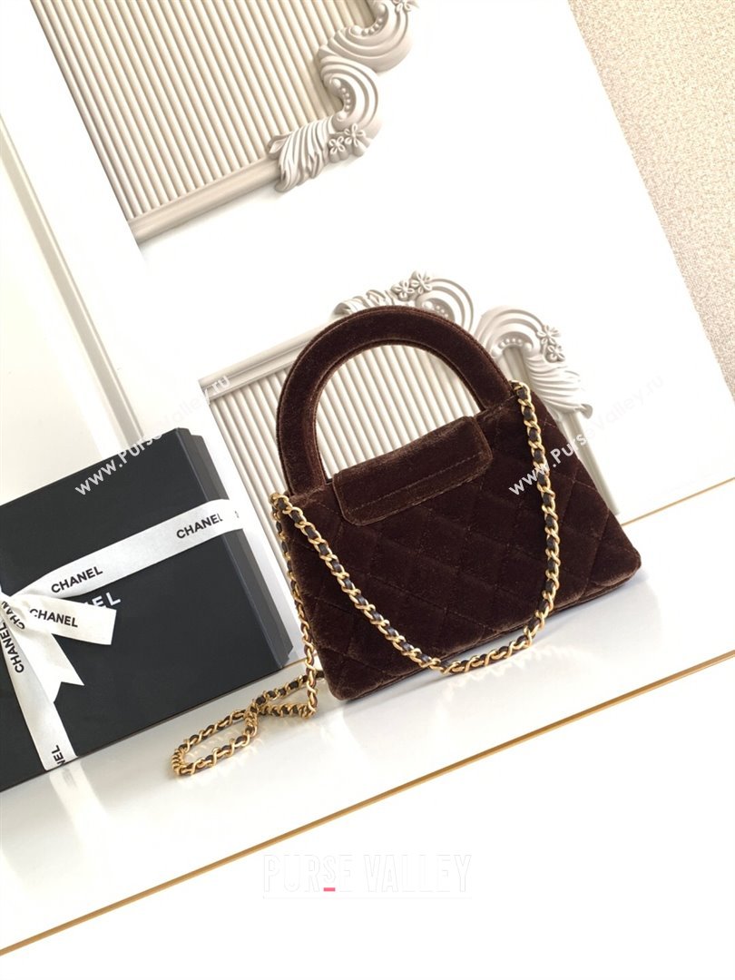 Chanel Velvet Mini Kelly Shopping Bag AS4416 Dark Brown 2025 1010 (yezi-251010104)