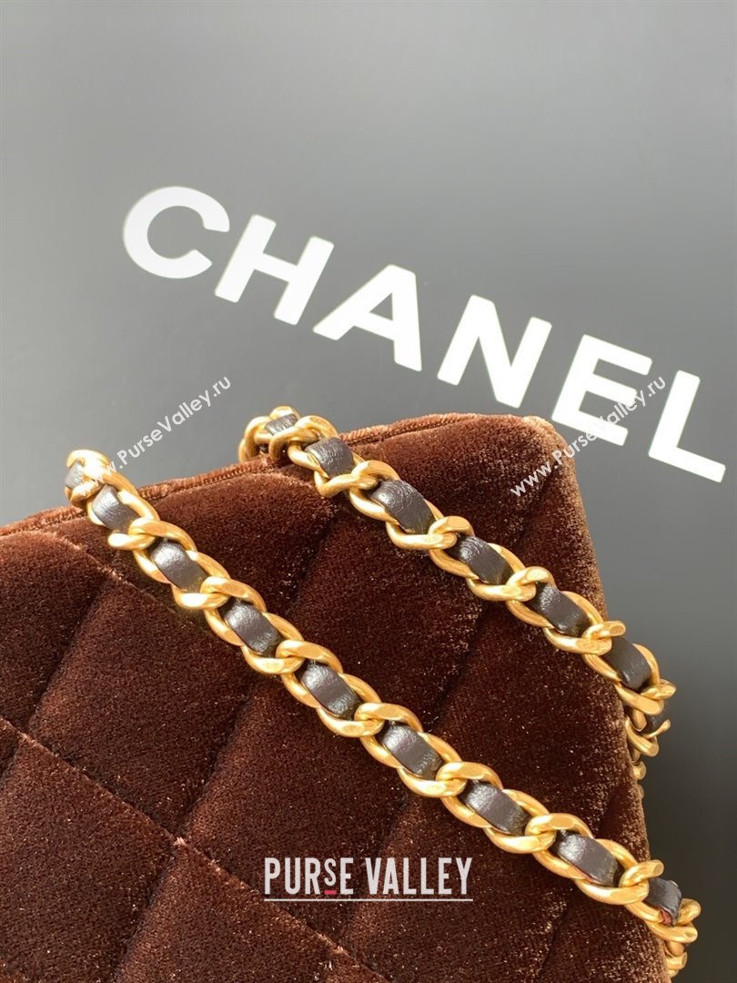 Chanel Velvet Mini Kelly Shopping Bag AS4416 Dark Brown 2025 1010 (yezi-251010104)