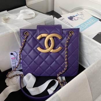 Chanel Bucket Lambskin Bag AS4596 Purple 2023 (yezi-231127032)