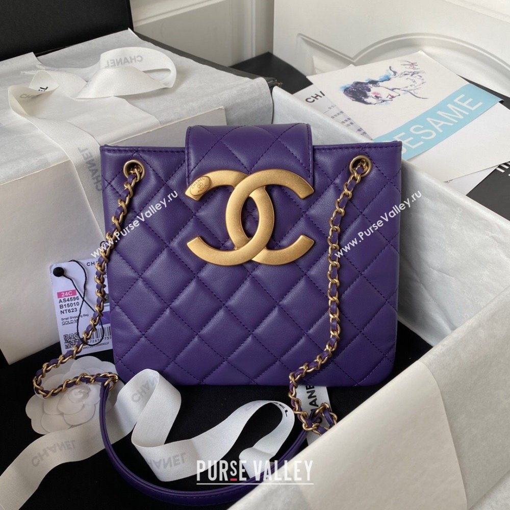 Chanel Bucket Lambskin Bag AS4596 Purple 2023 (yezi-231127032)