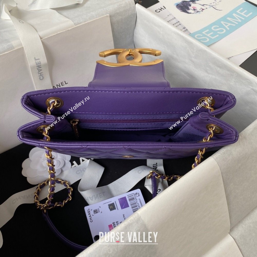 Chanel Bucket Lambskin Bag AS4596 Purple 2023 (yezi-231127032)