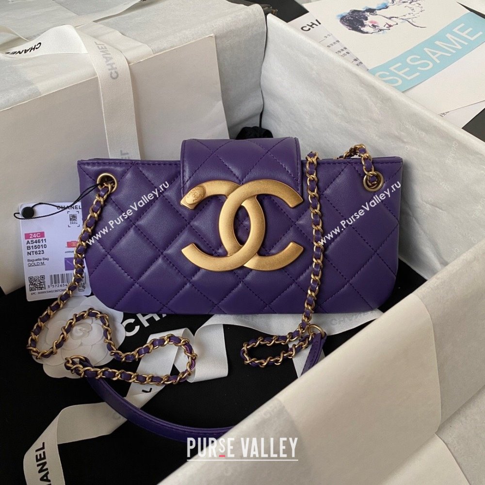 Chanel Baguette Lambskin Bag AS4611 Purple 2023 (yezi-231127027)