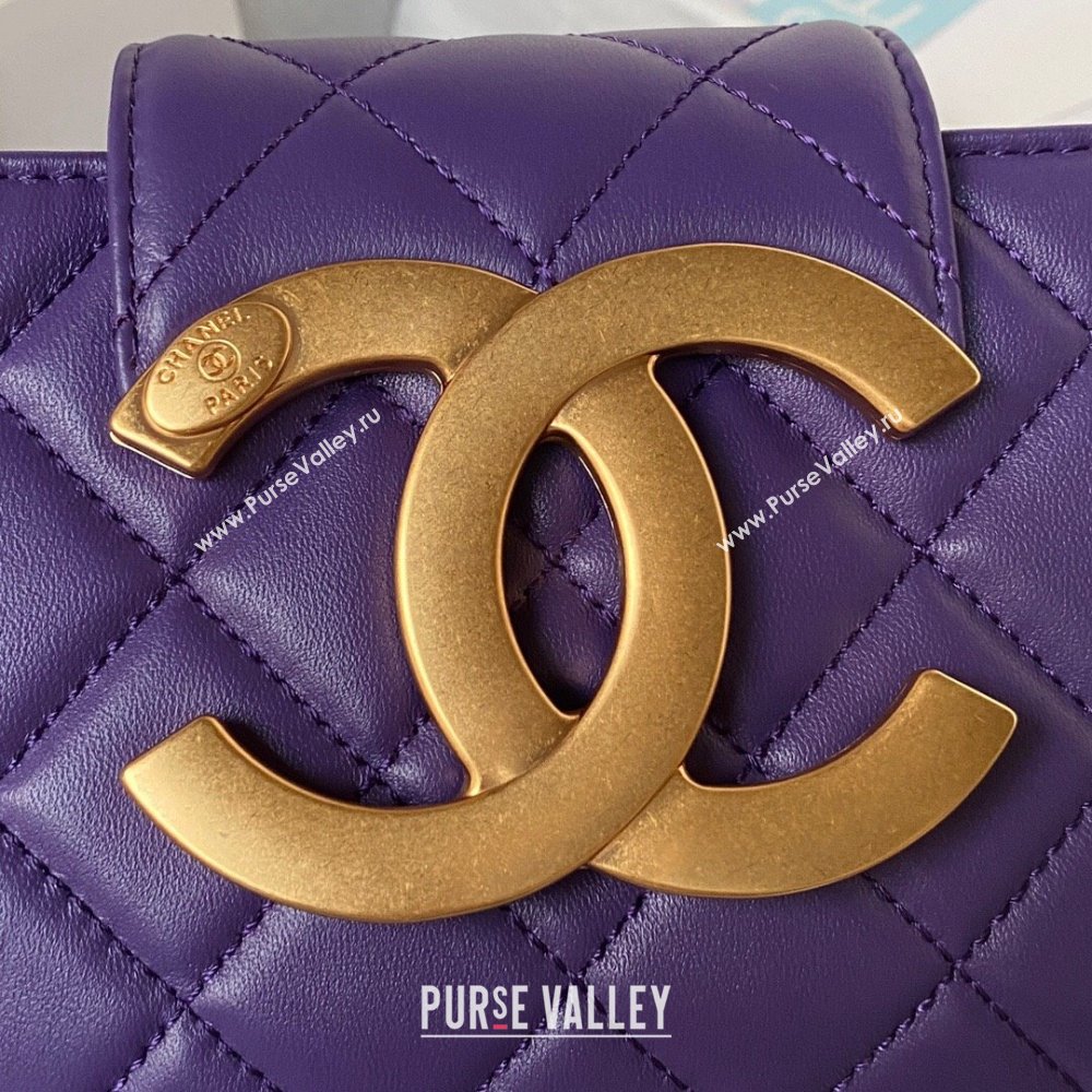 Chanel Baguette Lambskin Bag AS4611 Purple 2023 (yezi-231127027)