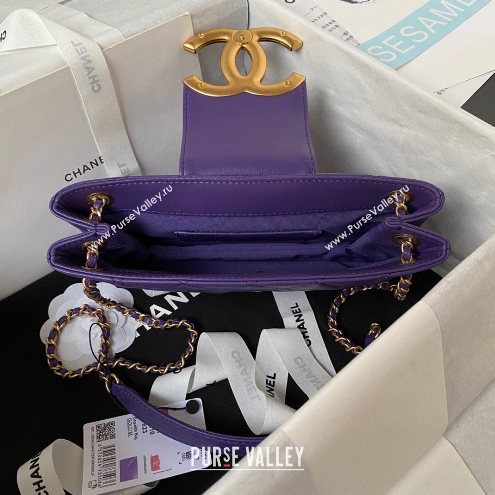 Chanel Baguette Lambskin Bag AS4611 Purple 2023 (yezi-231127027)