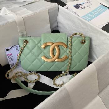 Chanel Baguette Lambskin Bag AS4611 Light Green 2023 (yezi-231127026)