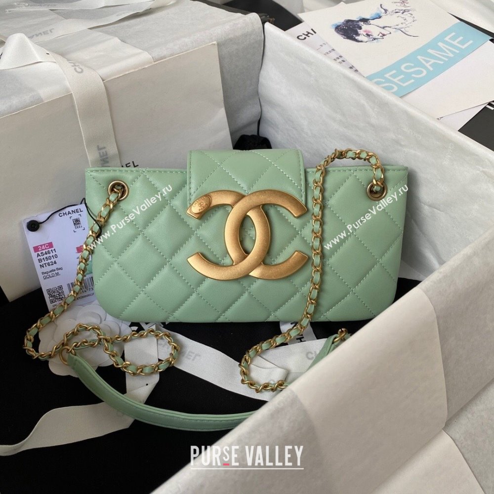 Chanel Baguette Lambskin Bag AS4611 Light Green 2023 (yezi-231127026)