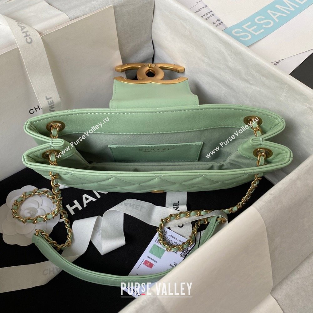 Chanel Baguette Lambskin Bag AS4611 Light Green 2023 (yezi-231127026)