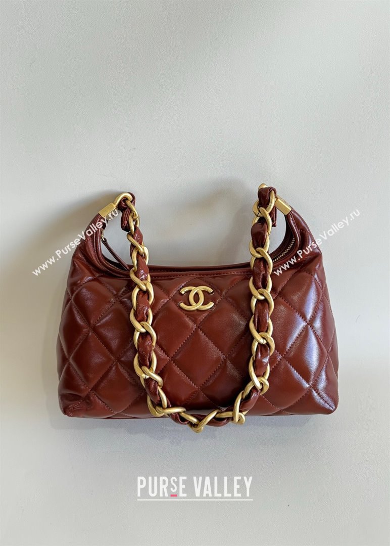 Chanel Shiny Lambskin Medium Hobo bag AS4912 Brown 2024 (YD-240926057)