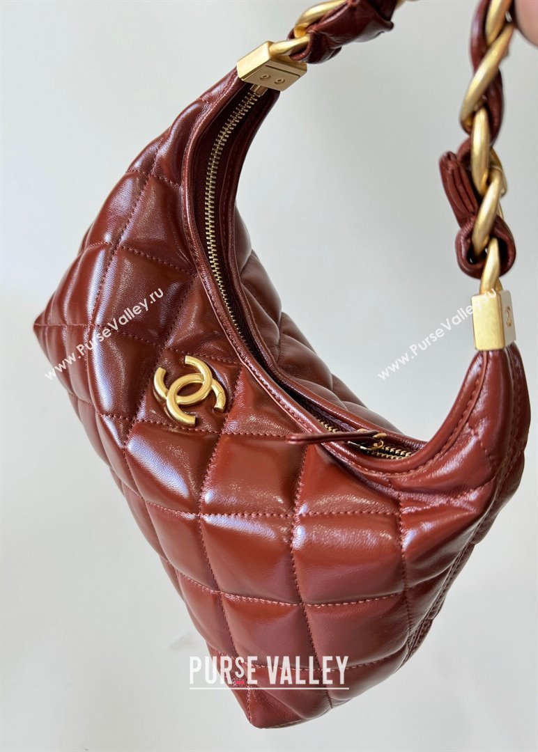 Chanel Shiny Lambskin Medium Hobo bag AS4912 Brown 2024 (YD-240926057)