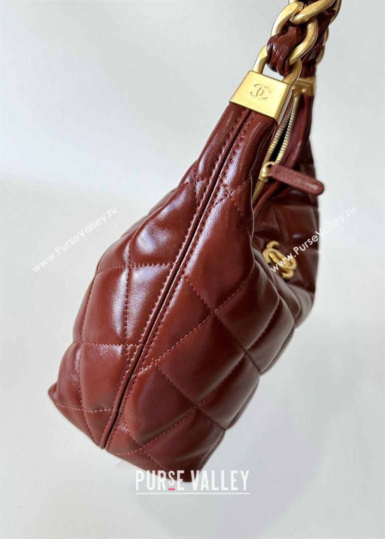 Chanel Shiny Lambskin Medium Hobo bag AS4912 Brown 2024 (YD-240926057)