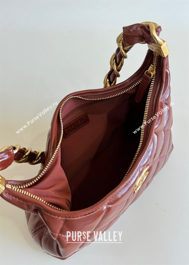 Chanel Shiny Lambskin Medium Hobo bag AS4912 Brown 2024 (YD-240926057)