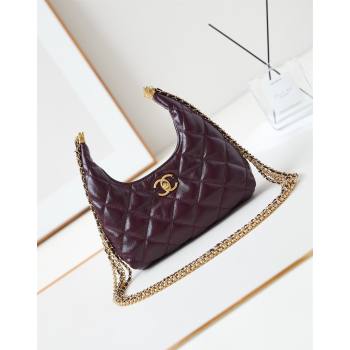 Chanel Lambskin Hobo Bag with Chain AS4966 Burgundy 2024 (yezi-240926082)