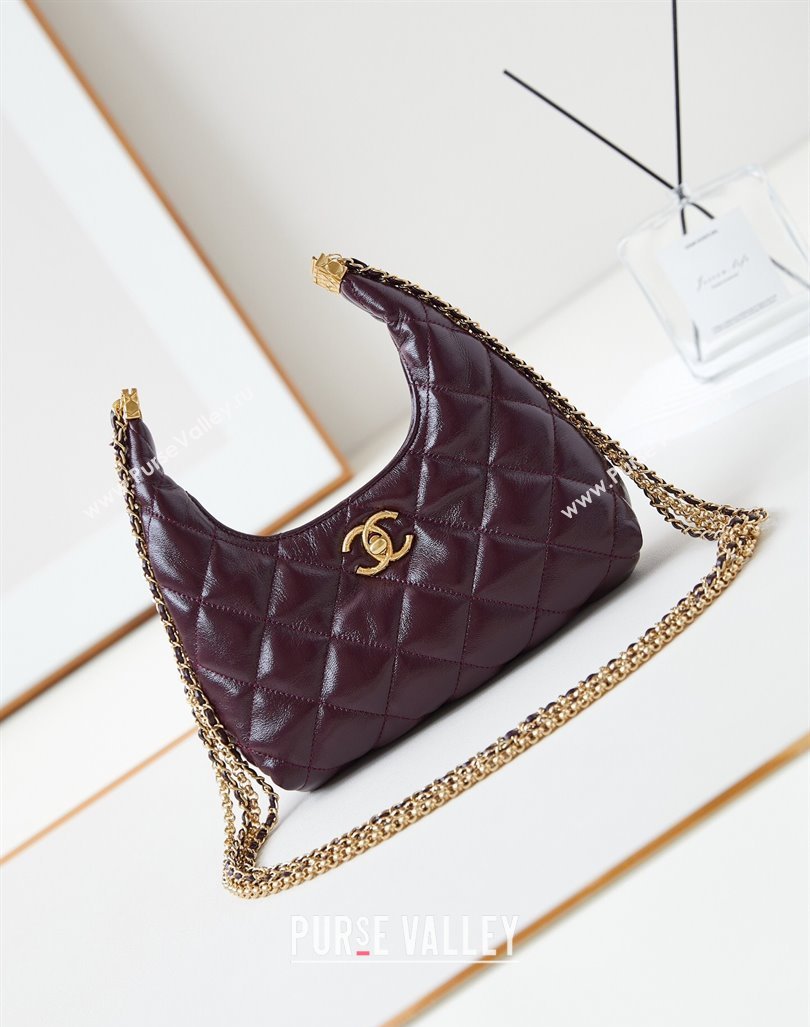 Chanel Lambskin Hobo Bag with Chain AS4966 Burgundy 2024 (yezi-240926082)