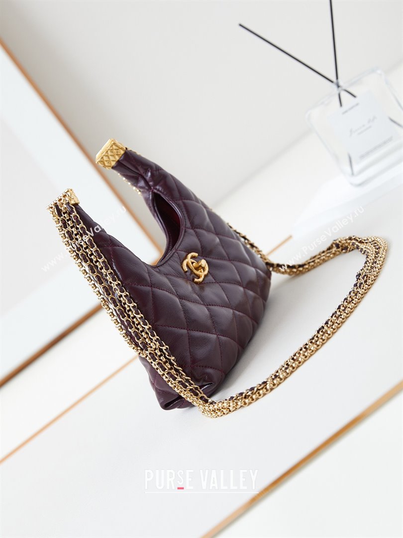 Chanel Lambskin Hobo Bag with Chain AS4966 Burgundy 2024 (yezi-240926082)