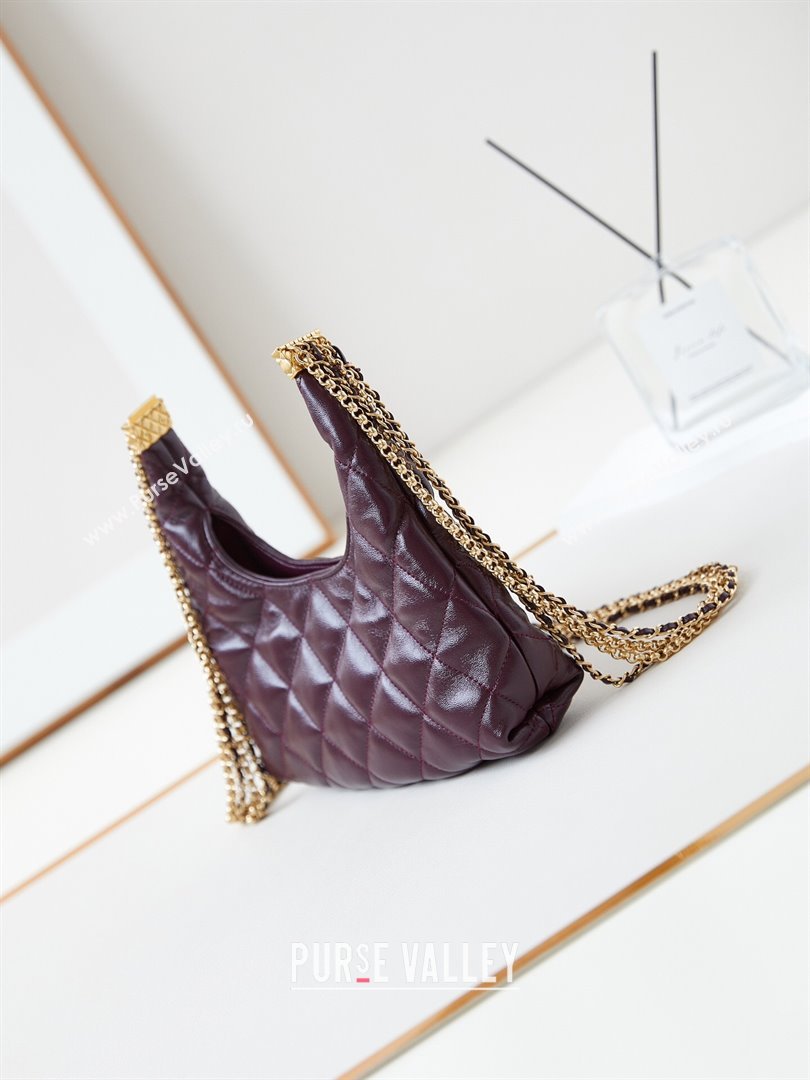 Chanel Lambskin Hobo Bag with Chain AS4966 Burgundy 2024 (yezi-240926082)