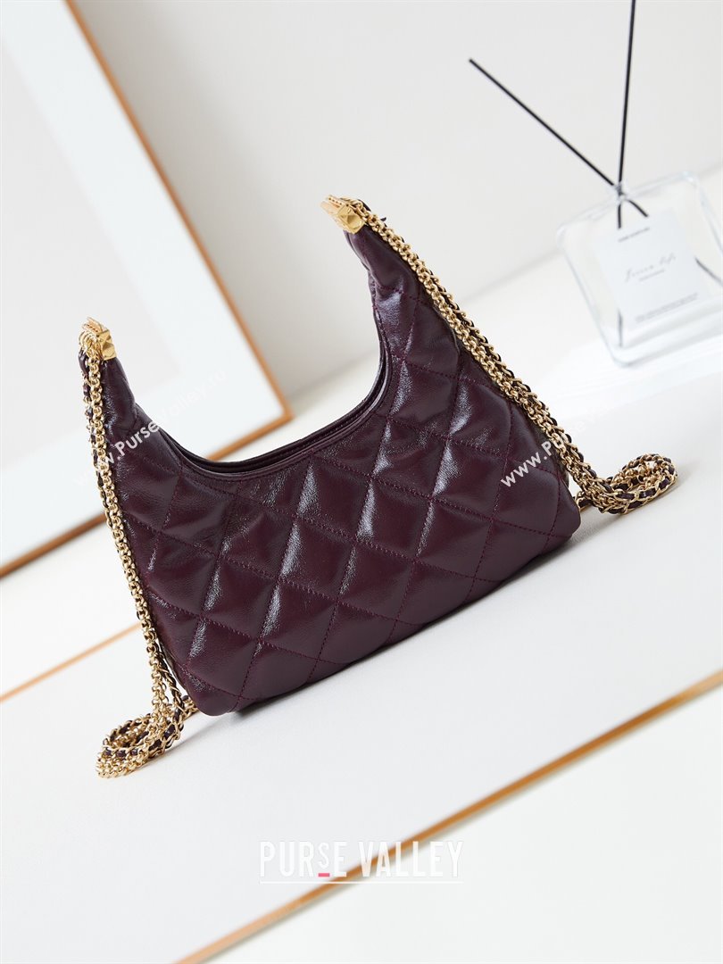 Chanel Lambskin Hobo Bag with Chain AS4966 Burgundy 2024 (yezi-240926082)