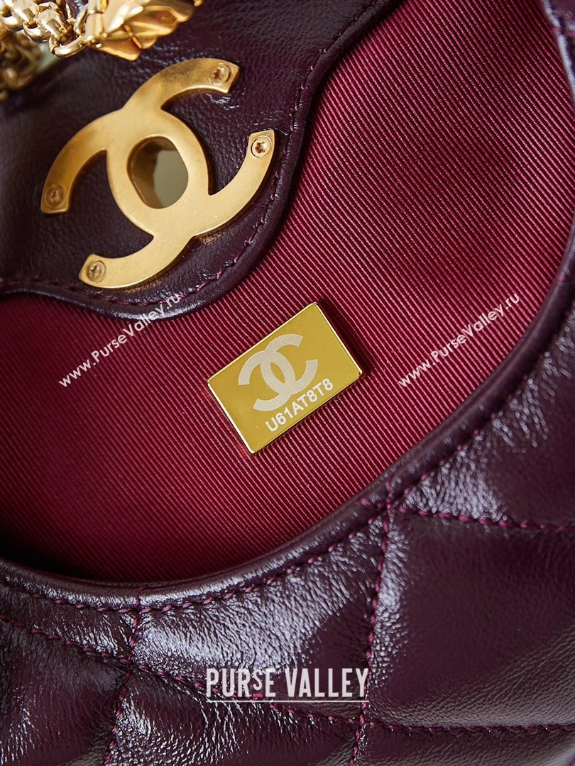 Chanel Lambskin Hobo Bag with Chain AS4966 Burgundy 2024 (yezi-240926082)