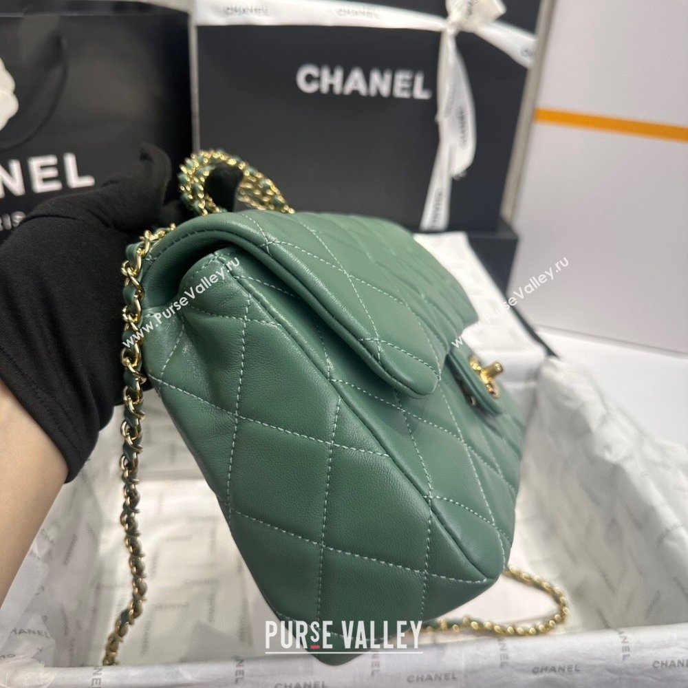 Chanel Lambskin Medium Flap bag with Top Handle AS5043 Light Green (GEN-240926081)