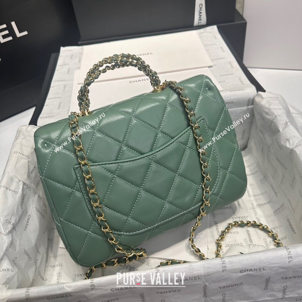 Chanel Lambskin Medium Flap bag with Top Handle AS5043 Light Green (GEN-240926081)