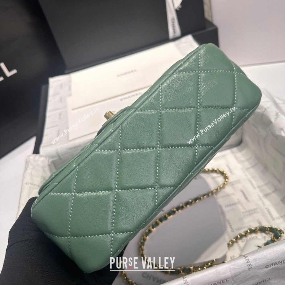 Chanel Lambskin Medium Flap bag with Top Handle AS5043 Light Green (GEN-240926081)