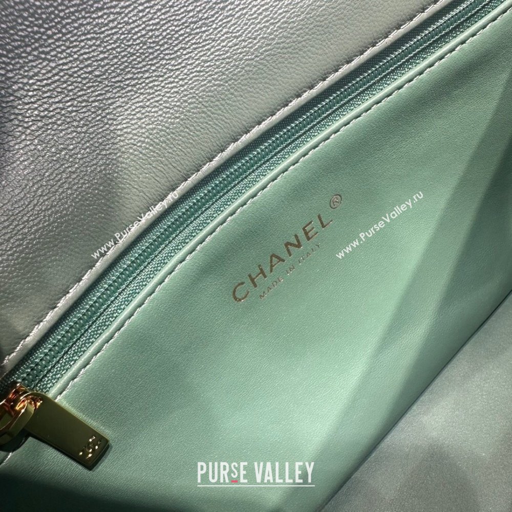 Chanel Lambskin Medium Flap bag with Top Handle AS5043 Light Green (GEN-240926081)