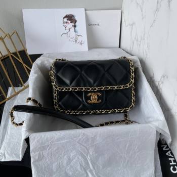 Chanel Quilted Lambskin Flap Bag with Chain Black 2024 AS5089 (yezi-240927010)