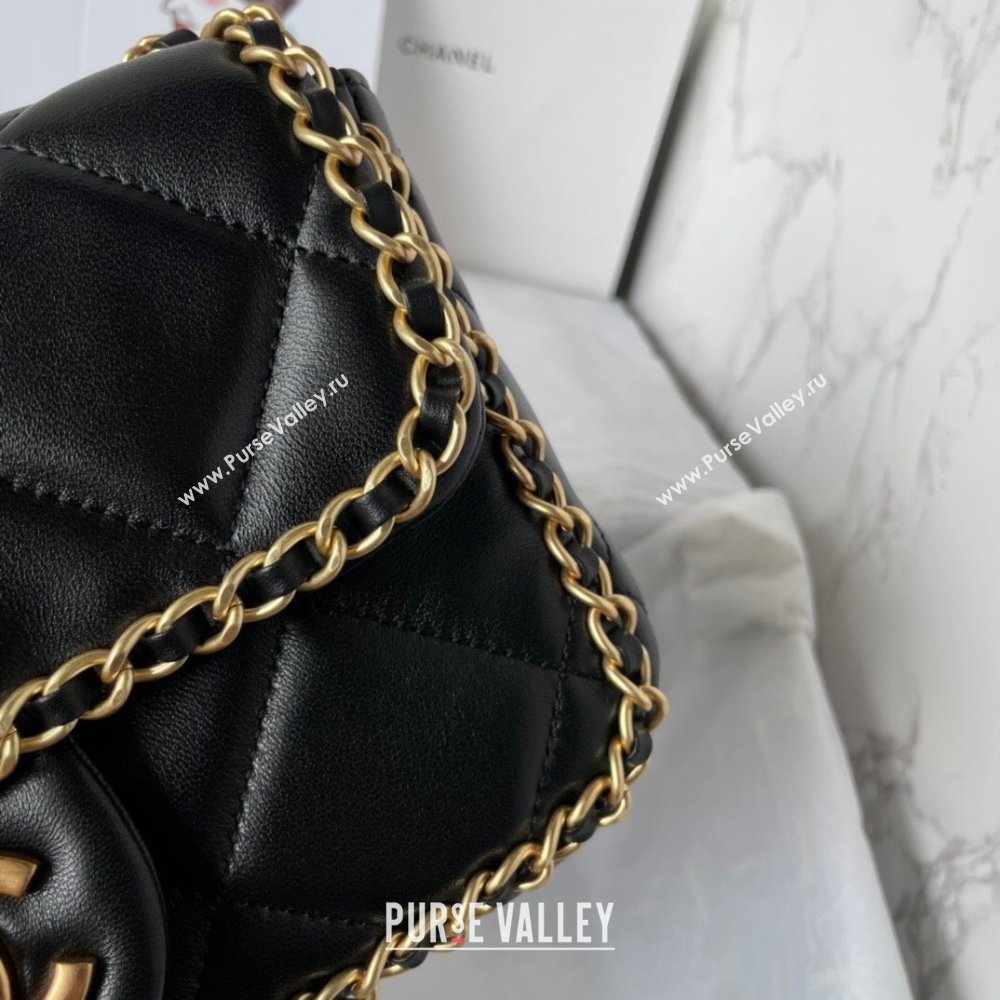 Chanel Quilted Lambskin Flap Bag with Chain Black 2024 AS5089 (yezi-240927010)