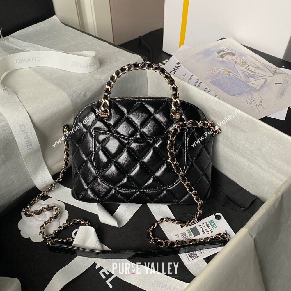 Chanel Shiny Lambskin Small Shopping Bag Black 2024 AS5130 (yezi-240808015)