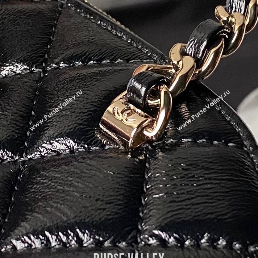 Chanel Shiny Lambskin Small Shopping Bag Black 2024 AS5130 (yezi-240808015)