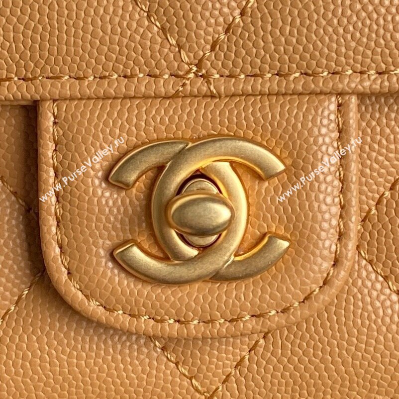 Chanel Grained Shiny Calfskin Mini Flap bag with Top Handle AS5164 Yellow 2024 (yezi-241106149)