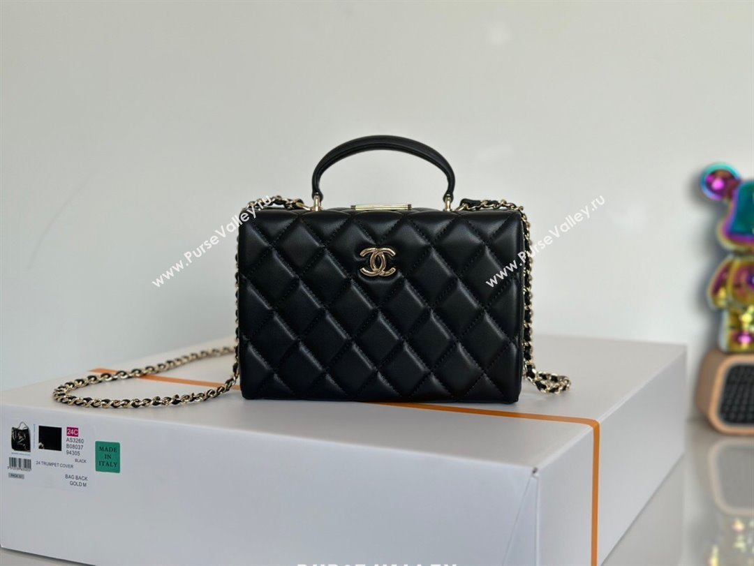 Chanel Quilted Lambskin Small Box Bag Black 2024 AS5167 (yezi-241107002)