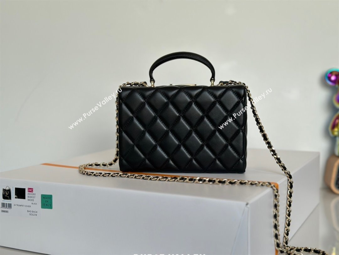 Chanel Quilted Lambskin Small Box Bag Black 2024 AS5167 (yezi-241107002)