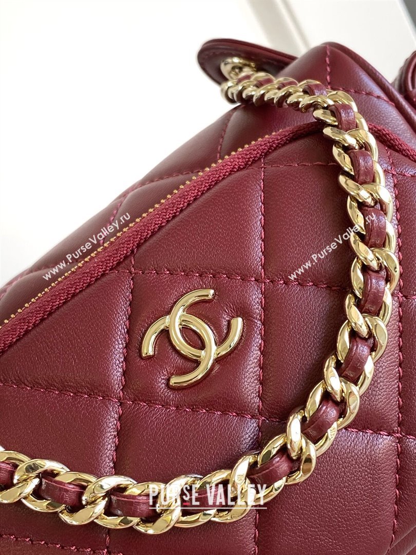 Chanel Shiny Crumpled Lambskin Small Camera Case bag AS5220 Burgundy 2024 (yezi-241107140)