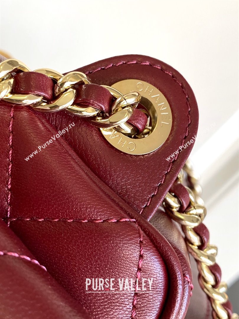 Chanel Shiny Crumpled Lambskin Small Camera Case bag AS5220 Burgundy 2024 (yezi-241107140)