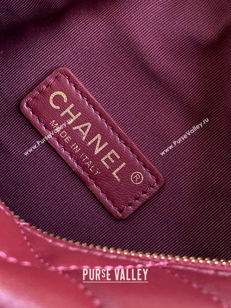 Chanel Shiny Crumpled Lambskin Small Camera Case bag AS5220 Burgundy 2024 (yezi-241107140)