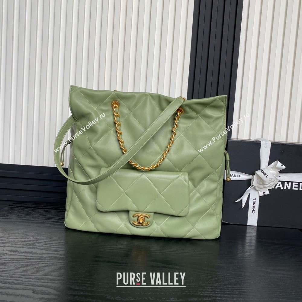 Chanel Shiny Lambskin Shopping Bag AS5315 Light Green 2025 (xiang-250213037)