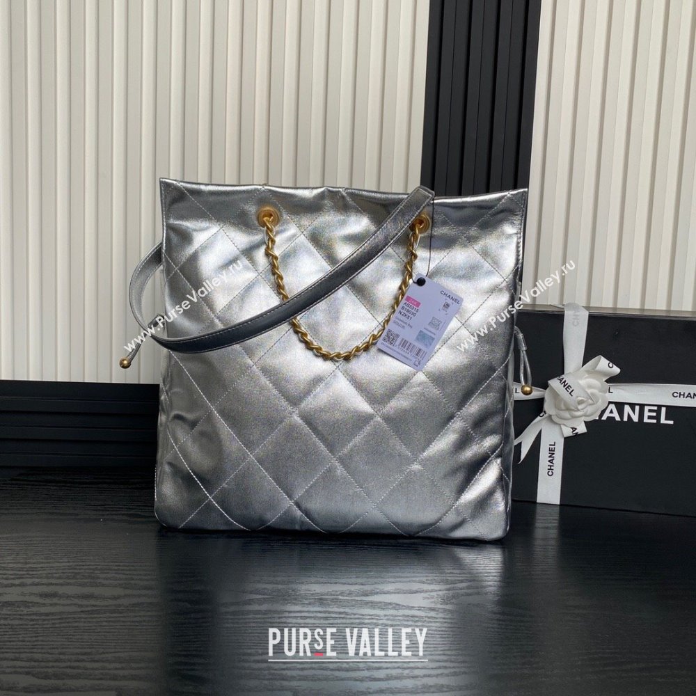 Chanel Shiny Lambskin Shopping Bag AS5315 Silver-Tone 2025 (xiang-250213038)