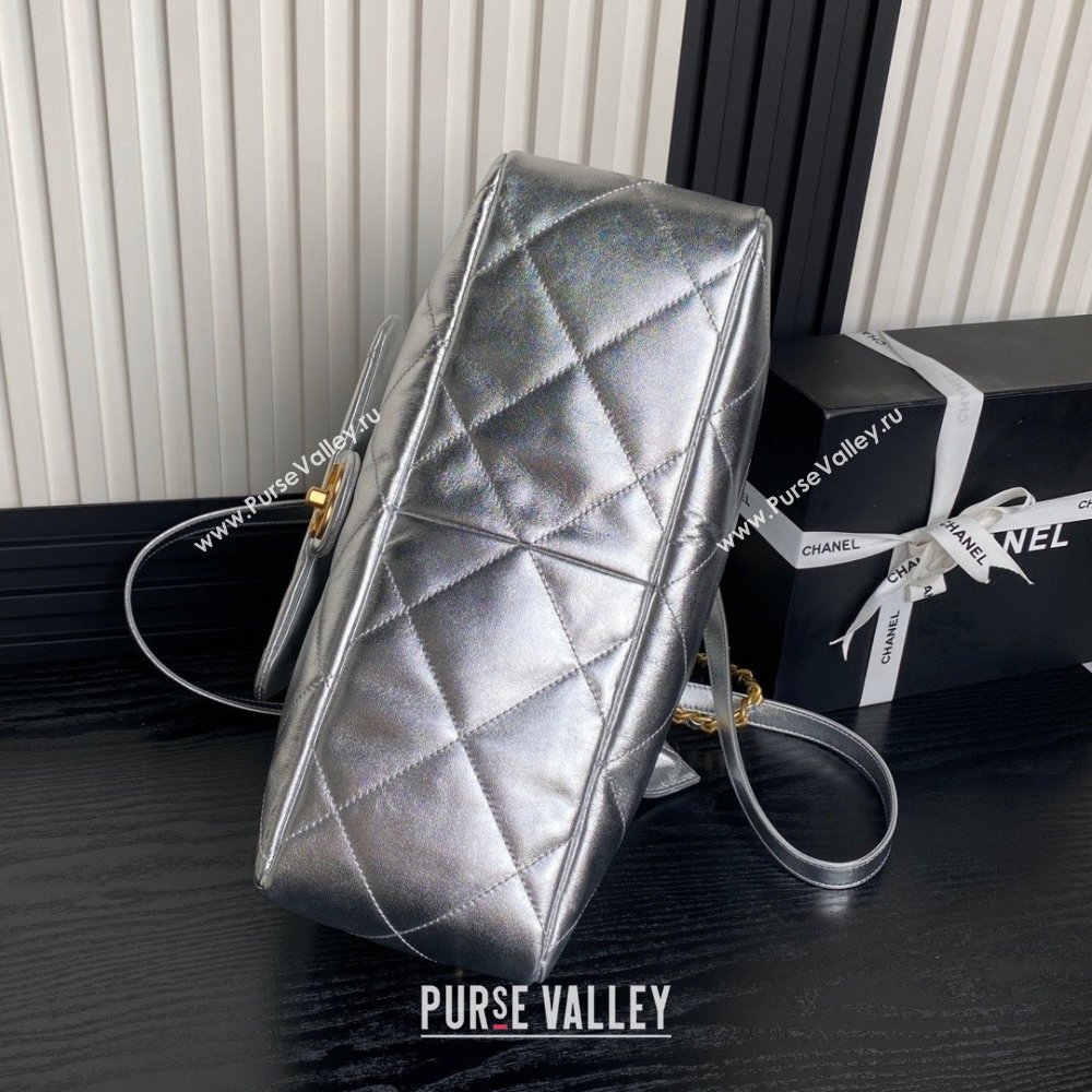 Chanel Shiny Lambskin Shopping Bag AS5315 Silver-Tone 2025 (xiang-250213038)