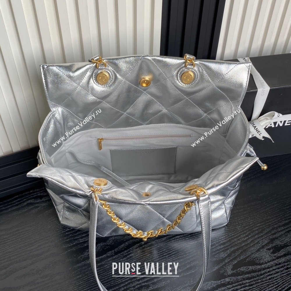 Chanel Shiny Lambskin Shopping Bag AS5315 Silver-Tone 2025 (xiang-250213038)