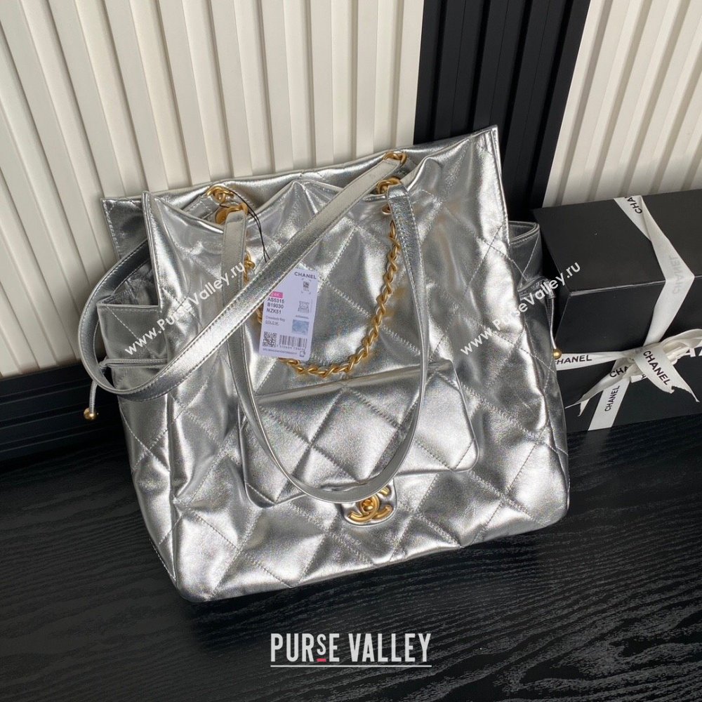 Chanel Shiny Lambskin Shopping Bag AS5315 Silver-Tone 2025 (xiang-250213038)