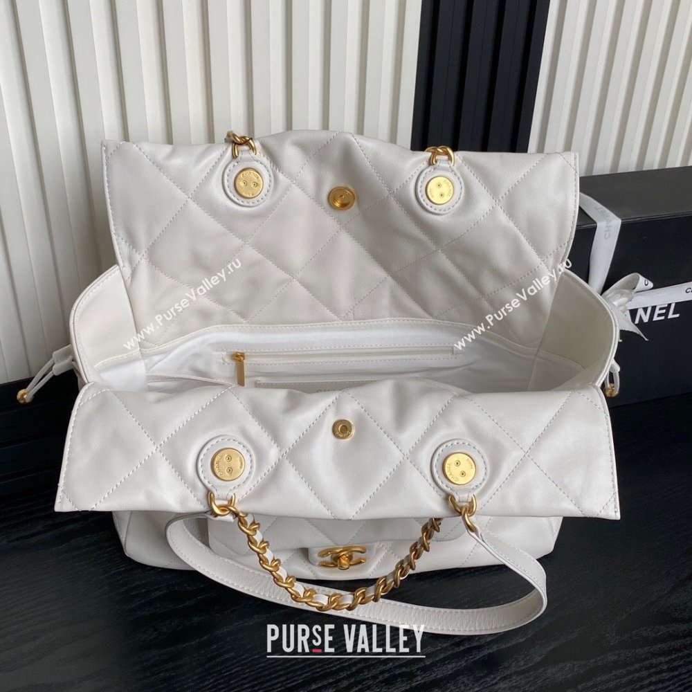 Chanel Shiny Lambskin Shopping Bag AS5315 White 2025 (xiang-250213036)