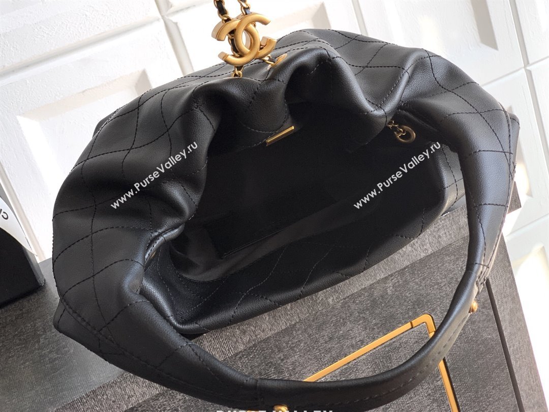 Chanel Calfskin Leather Hobo Handbag Black 2025 AS5976 (yezi-251127094)