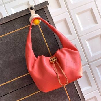 Chanel Calfskin Leather Hobo Handbag Coral Pink 2025 AS5976 (yezi-251127096)