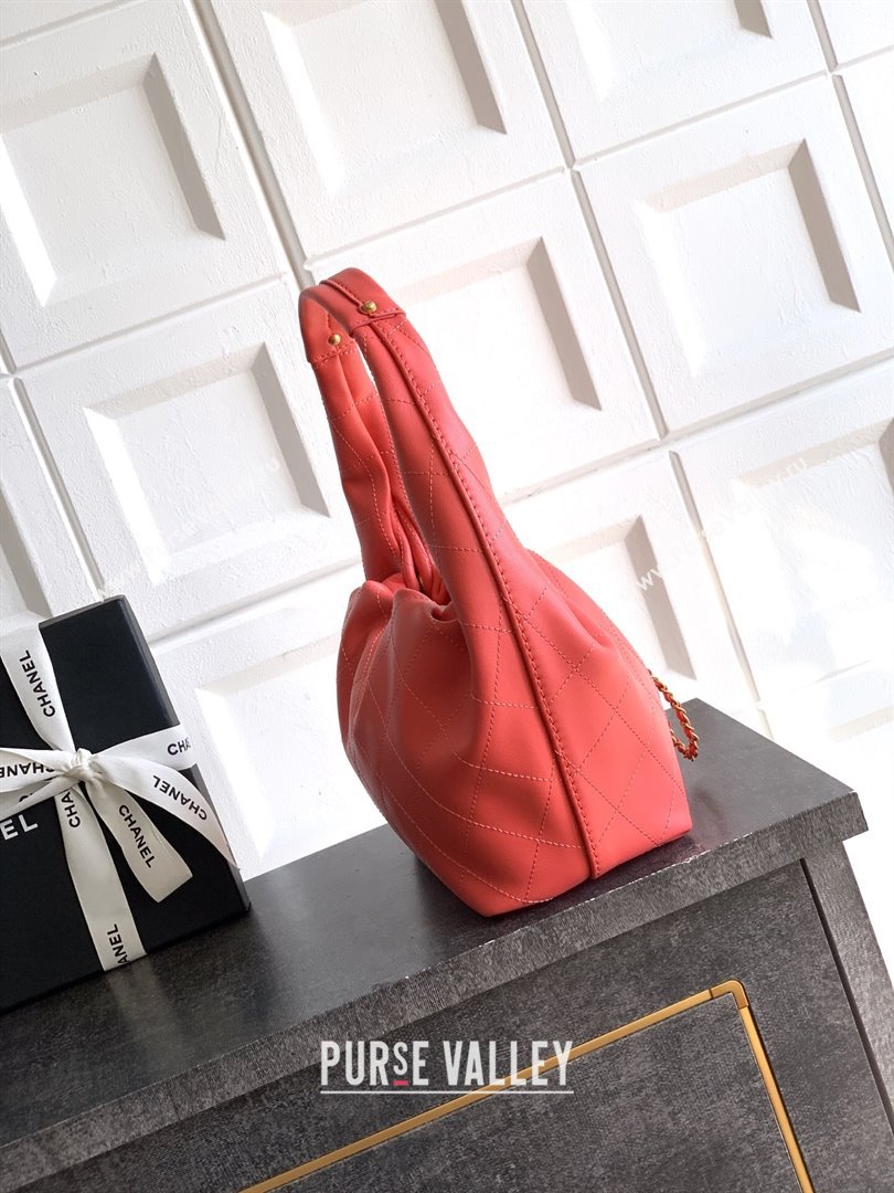 Chanel Calfskin Leather Hobo Handbag Coral Pink 2025 AS5976 (yezi-251127096)